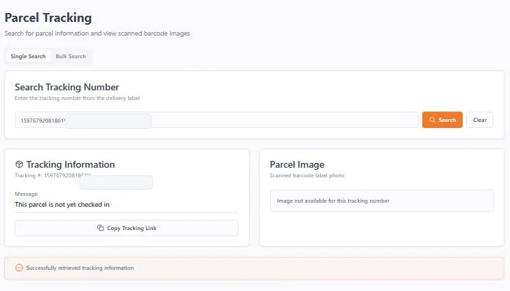 Redacted All Things Prep parcel tracking dashboard for online arbitrage sellers