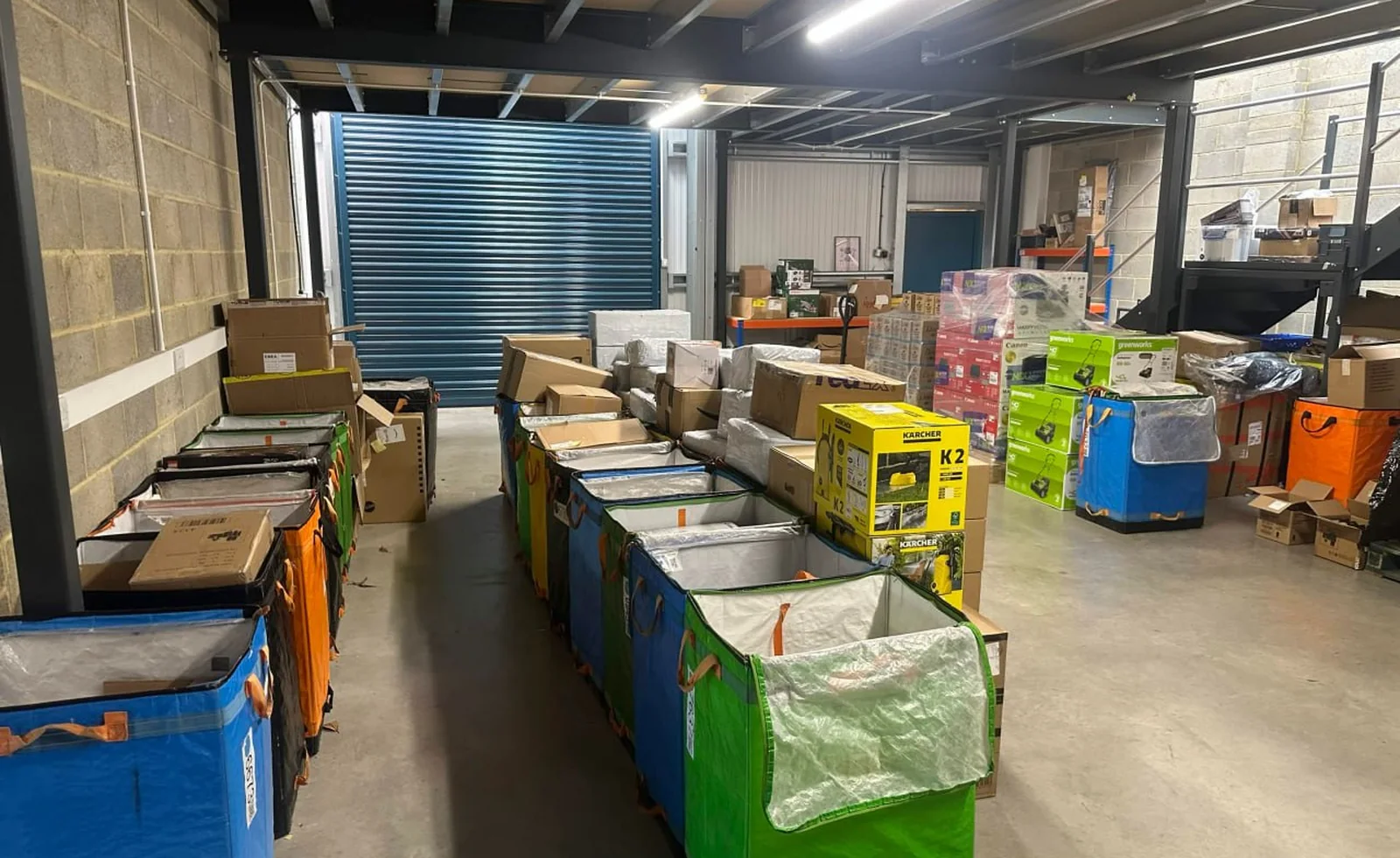 All Things Prep warehouse inbound stock staged for the Felix Amazon seller case study